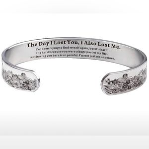 New Stainless Steel “Day I Lost You” 2-sided Silver Unisex Cuff Bracelet Comfort